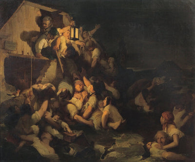 Scene of the flooding in 1830 in modern living room