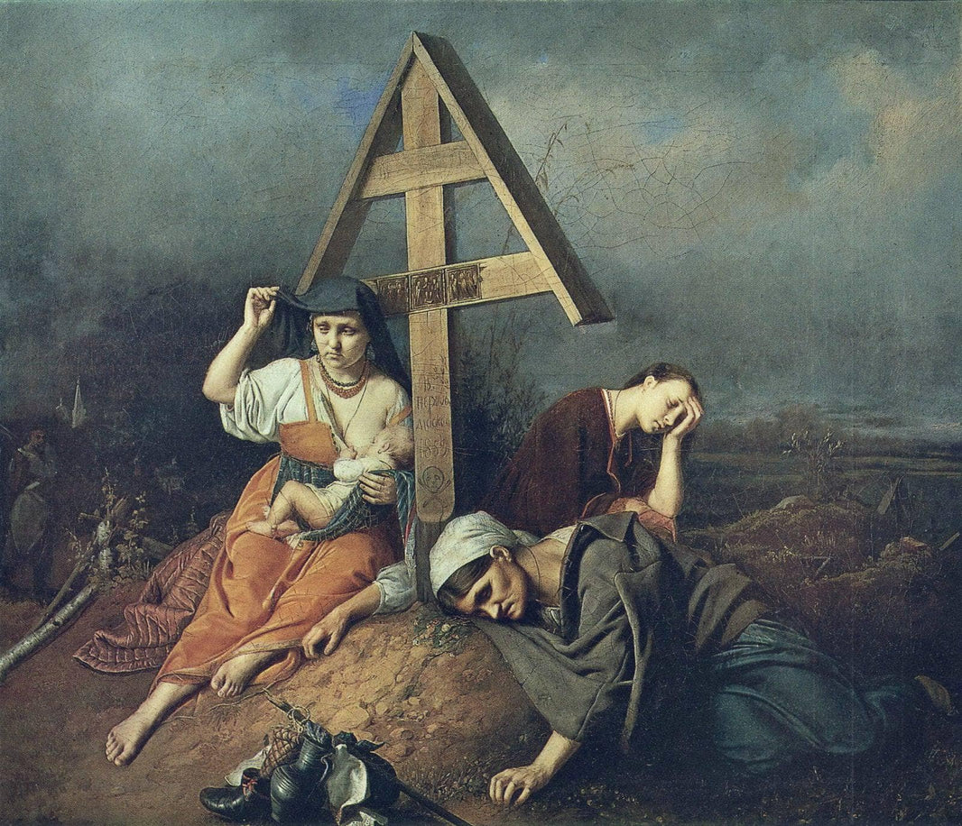 Scene on a Grave by Vasily Perov — hand-painted portrait oil painting reproduction on canvas