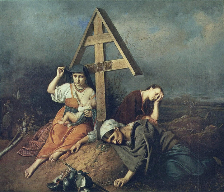 Scene on a Grave by Vasily Perov — hand-painted portrait oil painting reproduction on canvas