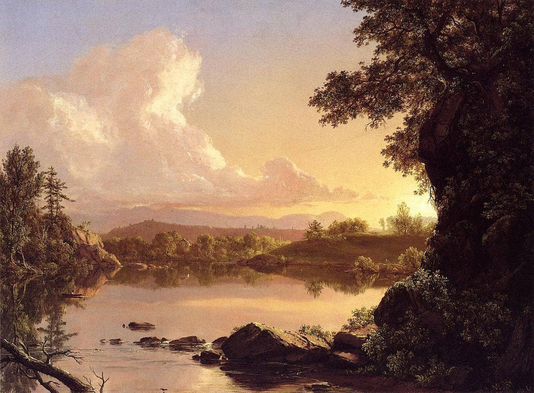 Scene on the Catskill Creek, New York by Frederic Edwin Church — hand-painted landscape oil painting reproduction on canvas