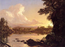Scene on the Catskill Creek, New York by Frederic Edwin Church — river oil painting wall art, Romanticism