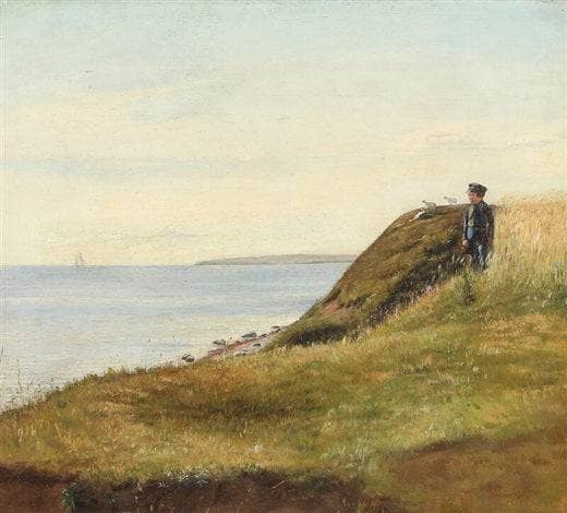 Scenery from Refsnæs on a sunday afternoon by Carl Bloch — hand-painted landscape oil painting reproduction on canvas