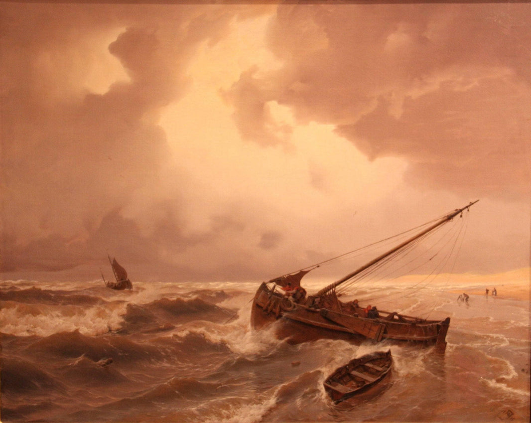 Scheveningen Beach by Andreas Achenbach — hand-painted landscape oil painting reproduction on canvas