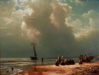 Scheveningen Beach At Oncoming Thunderstorm by Andreas Achenbach — hand-painted landscape oil painting reproduction on canvas