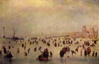 Schlittschuhlaufen by Hendrick Avercamp — hand-painted landscape oil painting reproduction on canvas