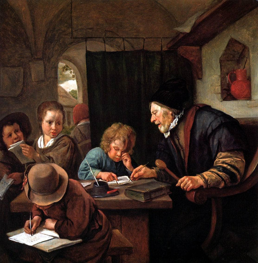 School teacher by Jan Steen — hand-painted portrait oil painting reproduction on canvas