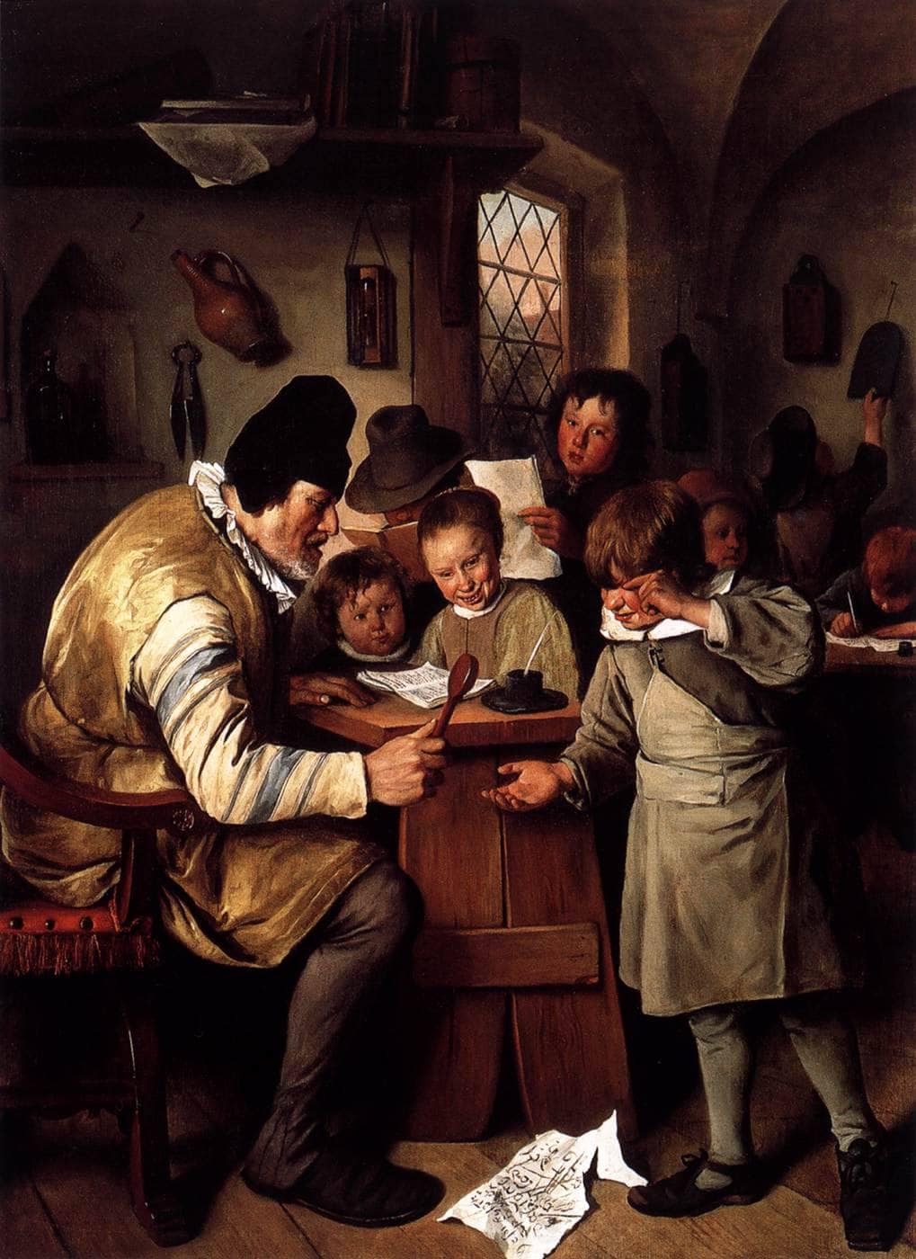 Schoolmaster by Jan Steen — hand-painted portrait oil painting reproduction on canvas