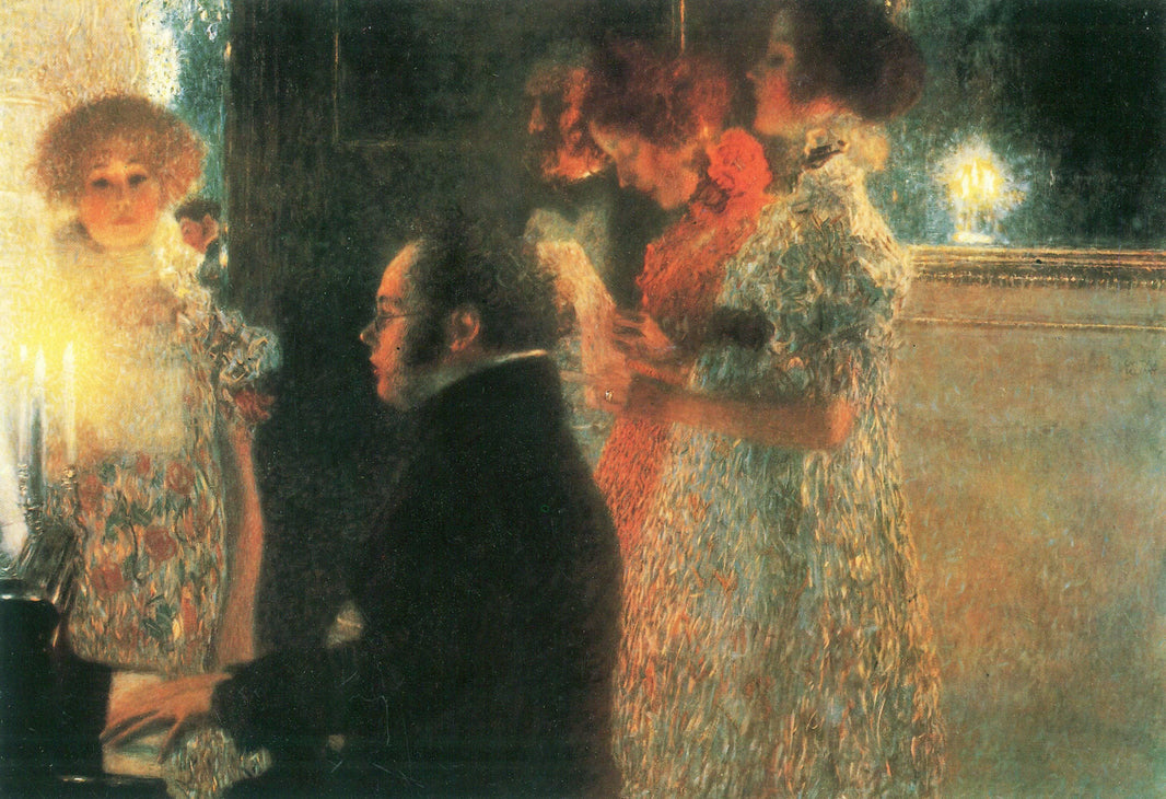 Schubert at the Piano II by Gustav Klimt — hand-painted portrait oil painting reproduction on canvas