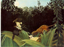Scout Attacked by a Tiger by Henri Rousseau — forest oil painting wall art, Naïve Art Primitivism