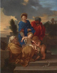 The Holy Family with Saint Elizabeth and the infant Saint John the Baptist by Sebastien Bourdon — hand-painted cultural oil painting reproduction on canvas