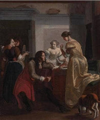 Elegant Company in an Interior, Playing Rock Paper Scissors
