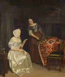 Lady Reading a Letter by Jacob Ochtervelt — female oil painting wall art, Baroque