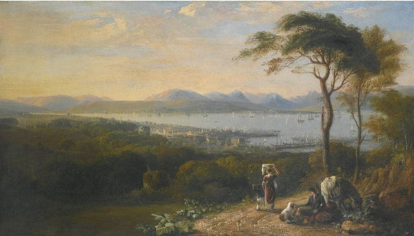 A view of oban with a traveller resting on a path