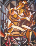 Figure Combing Her Hair by Lyubov Popova — shapes oil painting wall art, Cubo Futurism