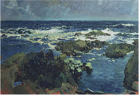 Sea and rocks in San Esteban, Asturias by Joaquín Sorolla — hand-painted landscape oil painting reproduction on canvas