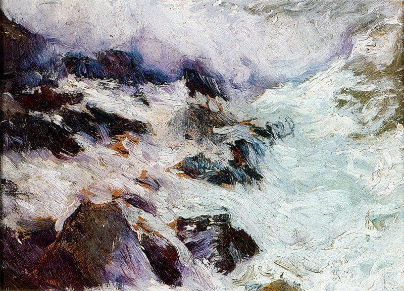 Sea and rocks - Jávea by Joaquín Sorolla — hand-painted landscape oil painting reproduction on canvas