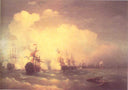 Sea battle near Revel by Ivan Aivazovsky — hand-painted landscape oil painting reproduction on canvas