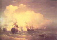 Sea battle near Revel by Ivan Aivazovsky — hand-painted landscape oil painting reproduction on canvas