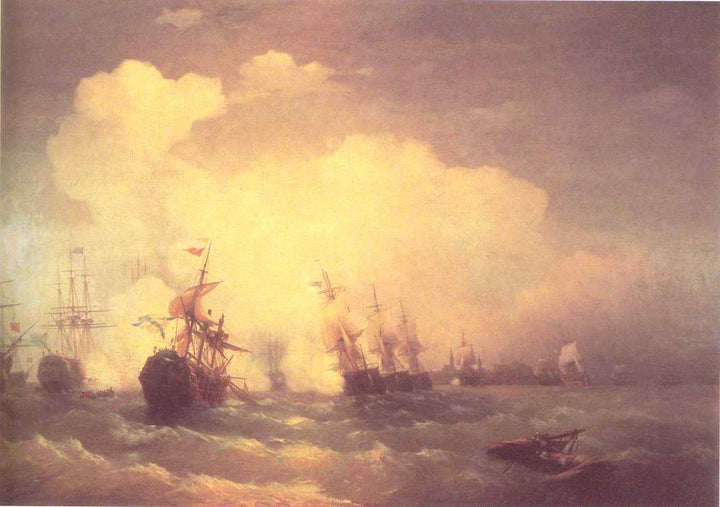 Sea battle near Revel by Ivan Aivazovsky — hand-painted landscape oil painting reproduction on canvas