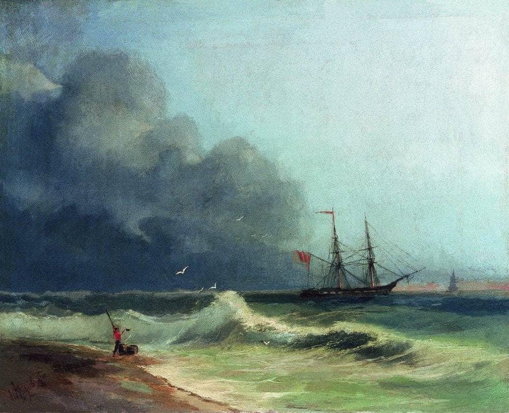 Sea before storm by Ivan Aivazovsky — hand-painted landscape oil painting reproduction on canvas