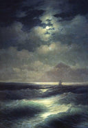 Sea view by Moonlight by Ivan Aivazovsky — ships oil painting wall art, Romanticism