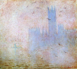 Seagulls over the Houses of Parliament - Claude Monet