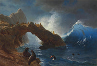 Seals on the Rocks by Albert Bierstadt — hand-painted landscape oil painting reproduction on canvas