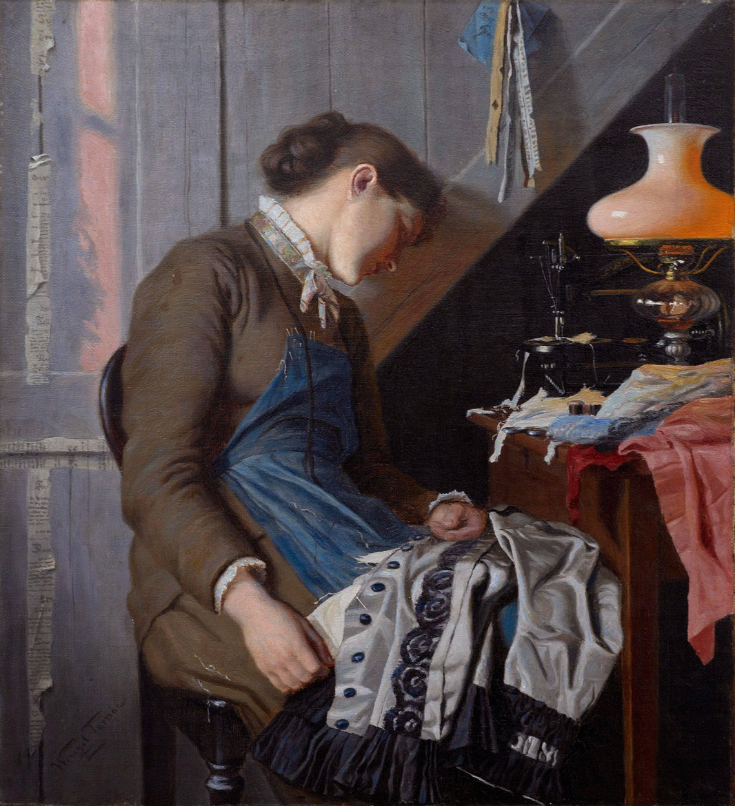 Seamstress by Wenzel Tornøe — hand-painted portrait oil painting reproduction on canvas