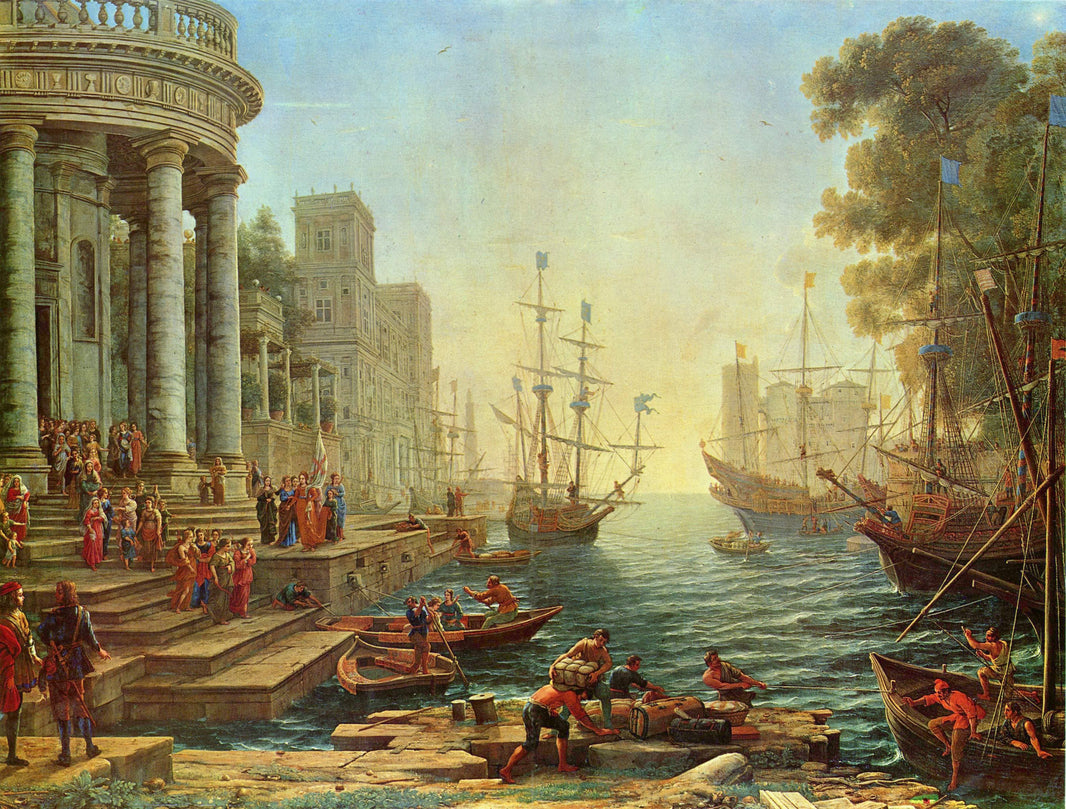 Seaport with the Embarkation of St. Ursula by Claude Lorrain — hand-painted cultural oil painting reproduction on canvas