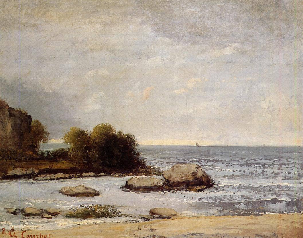 Seascape at Saint Aubin by Gustave Courbet — hand-painted landscape oil painting reproduction on canvas