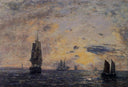 Seascape, Fishing Boats by Eugene Boudin — ships oil painting wall art, Impressionism
