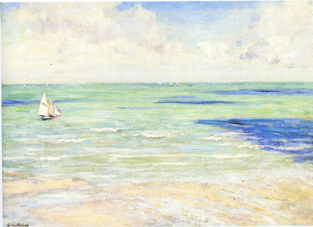 Seascape, Regatta at Villers by Gustave Caillebotte — hand-painted landscape oil painting reproduction on canvas