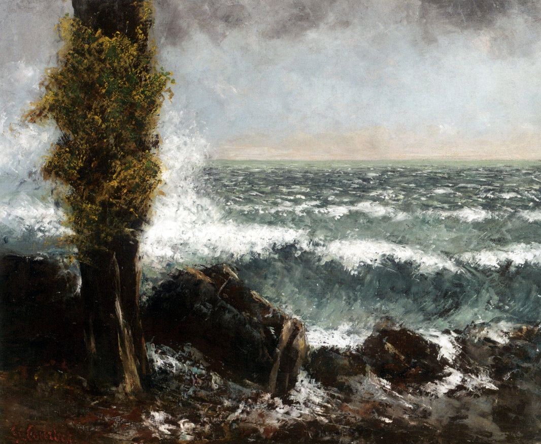 Seascape, the Poplar by Gustave Courbet — hand-painted landscape oil painting reproduction on canvas