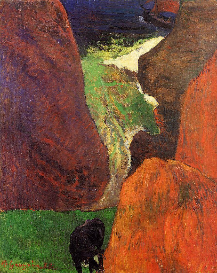 Seascape with cow on the edge of a cliff - Paul Gauguin