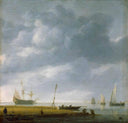 Seashore by Simon de Vlieger — ships oil painting wall art, Baroque