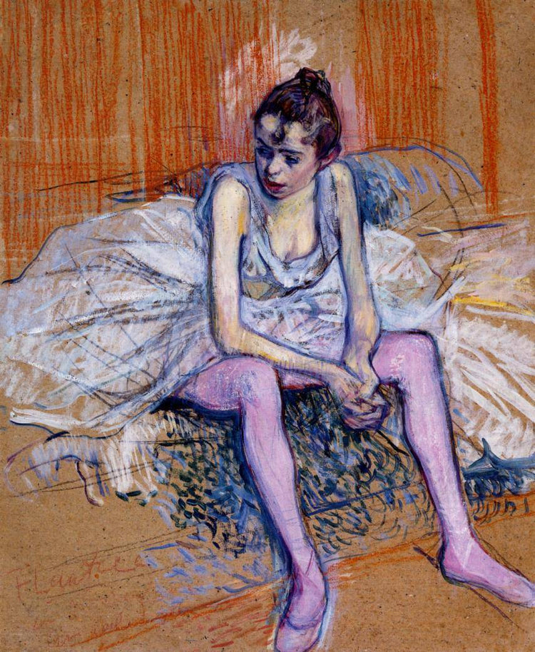 Seated Dancer in Pink Tights - Henri de Toulouse-Lautrec