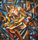 Seated Figure by Lyubov Popova — shapes oil painting wall art, Cubo Futurism
