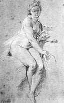 Seated Nude by Francois Boucher — male oil painting wall art, Rococo