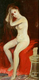 Seated Nude by George Luks — male oil painting wall art, Realism