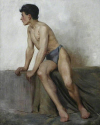 Seated Nude Study by Henry Scott Tuke — hand-painted nude oil painting reproduction on canvas