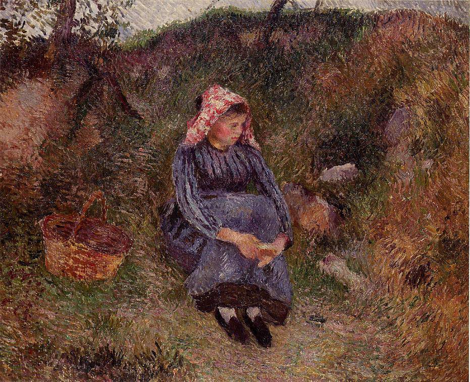 Seated Peasant Girl - Camille Pissarro