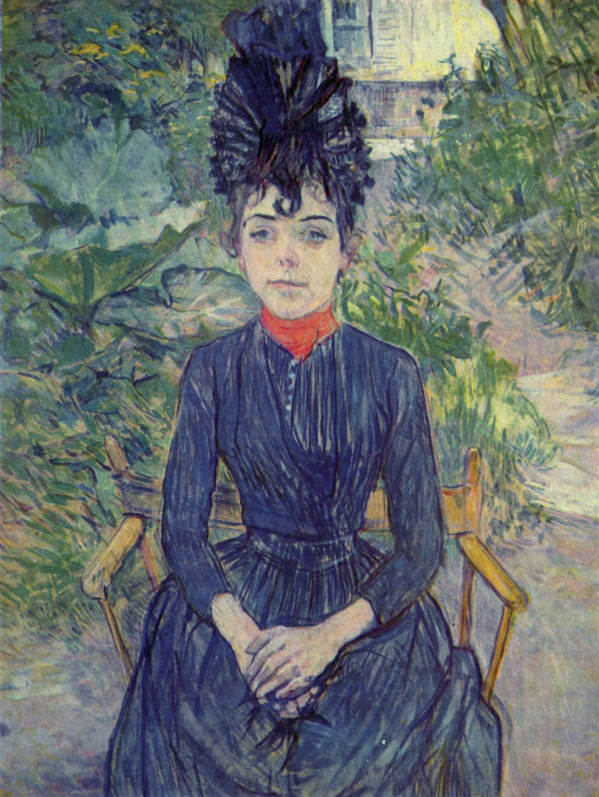 Seated Woman in the Garden of Mr. Forest Justine Dieuhl - Henri de Toulouse-Lautrec