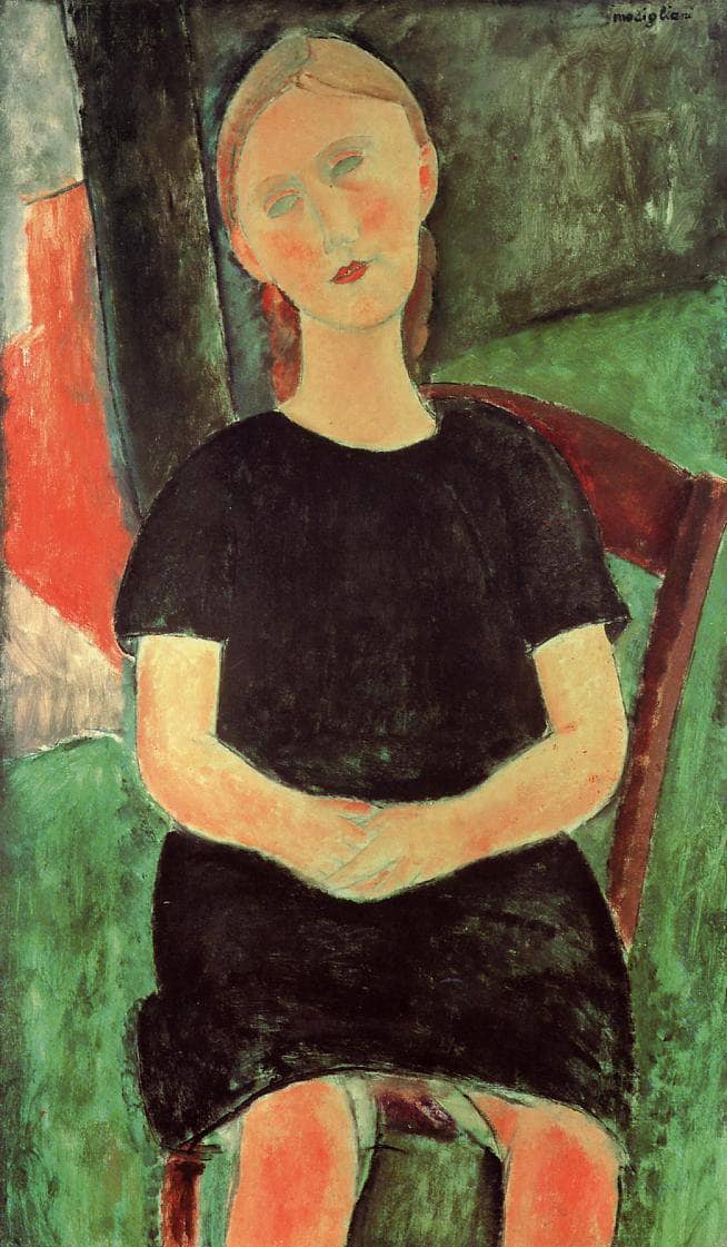 Seated Young Woman by Amedeo Modigliani — hand-painted portrait oil painting reproduction on canvas