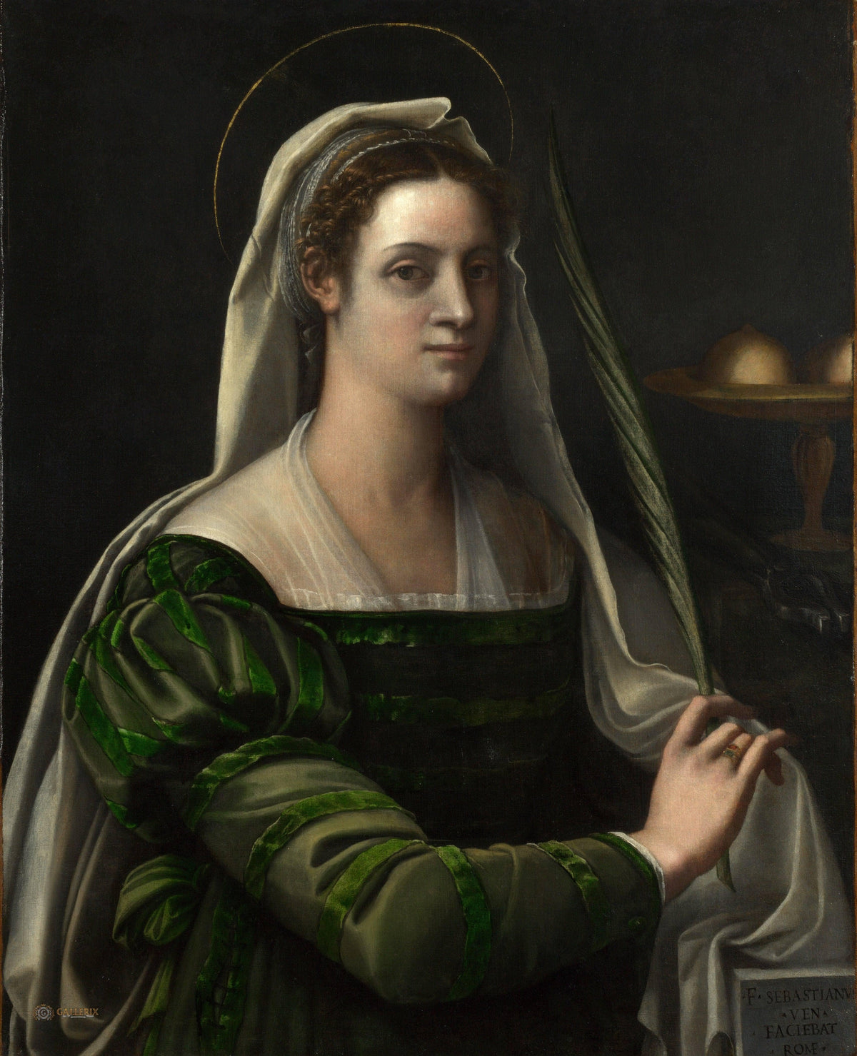 Saint Attributes Portrait of a Lady with the Attributes of Saint Agatha by Sebastiano ...
