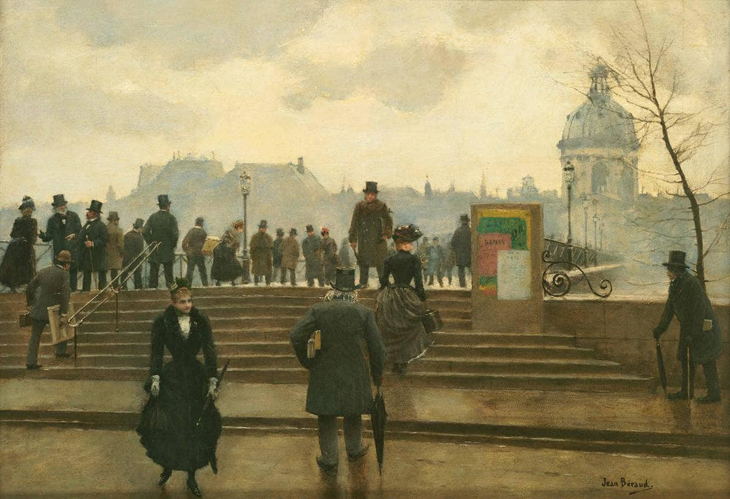 Seine embankment at the Pont des Arts in Paris by Jean Béraud — hand-painted landscape oil painting reproduction on canvas