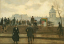 Seine embankment at the Pont des Arts in Paris by Jean Béraud — hand-painted landscape oil painting reproduction on canvas