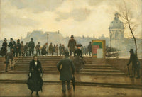 Seine embankment at the Pont des Arts in Paris by Jean Béraud — hand-painted landscape oil painting reproduction on canvas