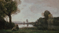 Seine Landscape near Chatou by Camille Corot — hand-painted botanical oil painting reproduction on canvas
