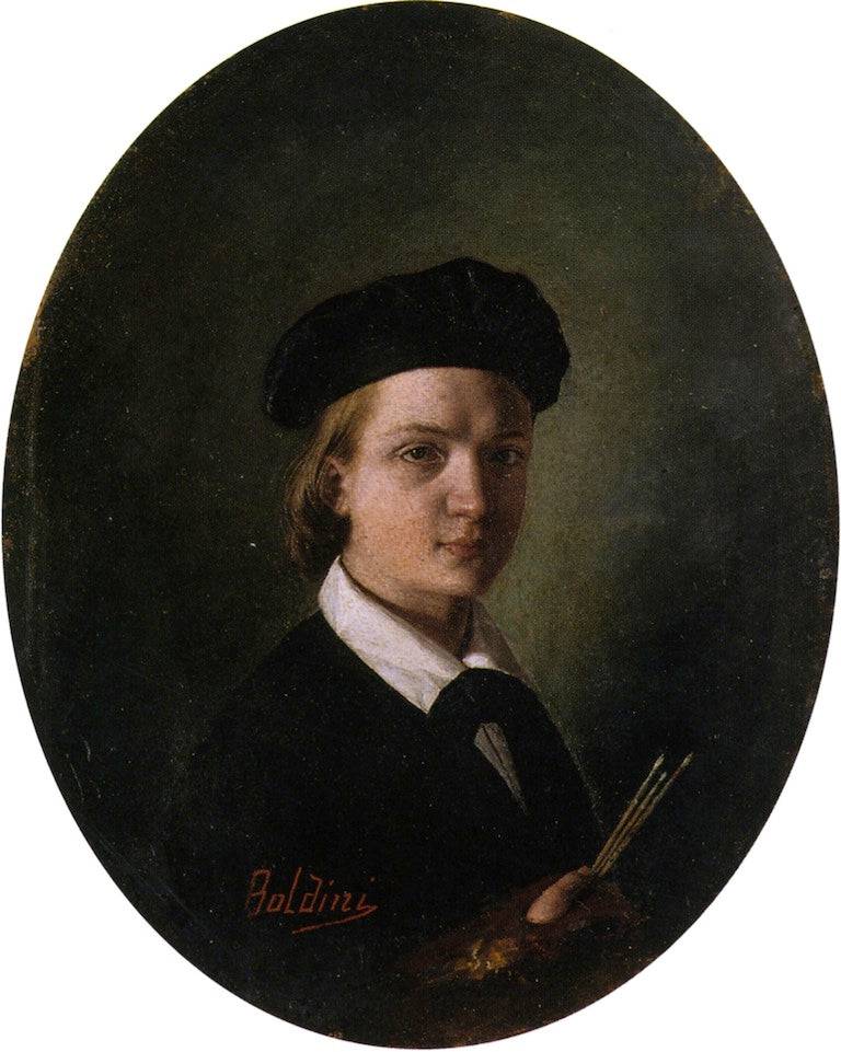 Self-portrait as a young boy by Giovanni Boldini, hand-painted portrait oil painting reproduction on canvas