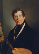 Self-portrait at the easel by Friedrich Johann Gottlieb Lieder — male oil painting wall art, Romanticism